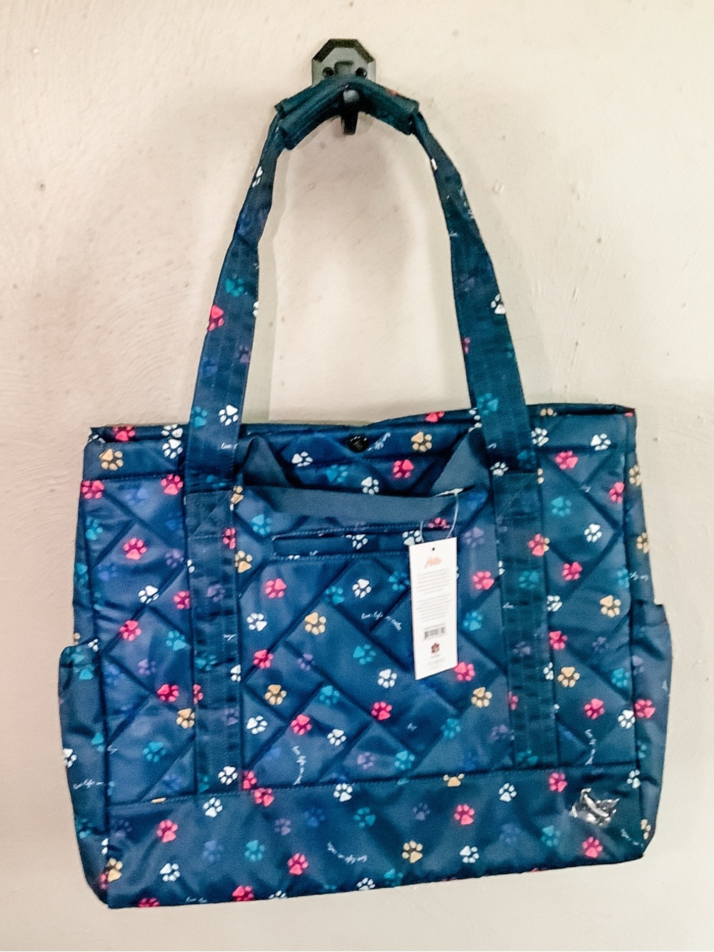 NWT Lug RFID Yacht Carry-All Tote in Navy Paw-Print Tote Bag